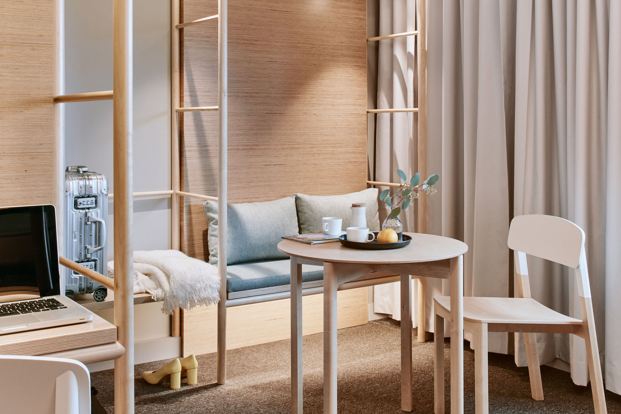 Scandic Helsinki Aviacongress interior with warm wood veneer surfaces