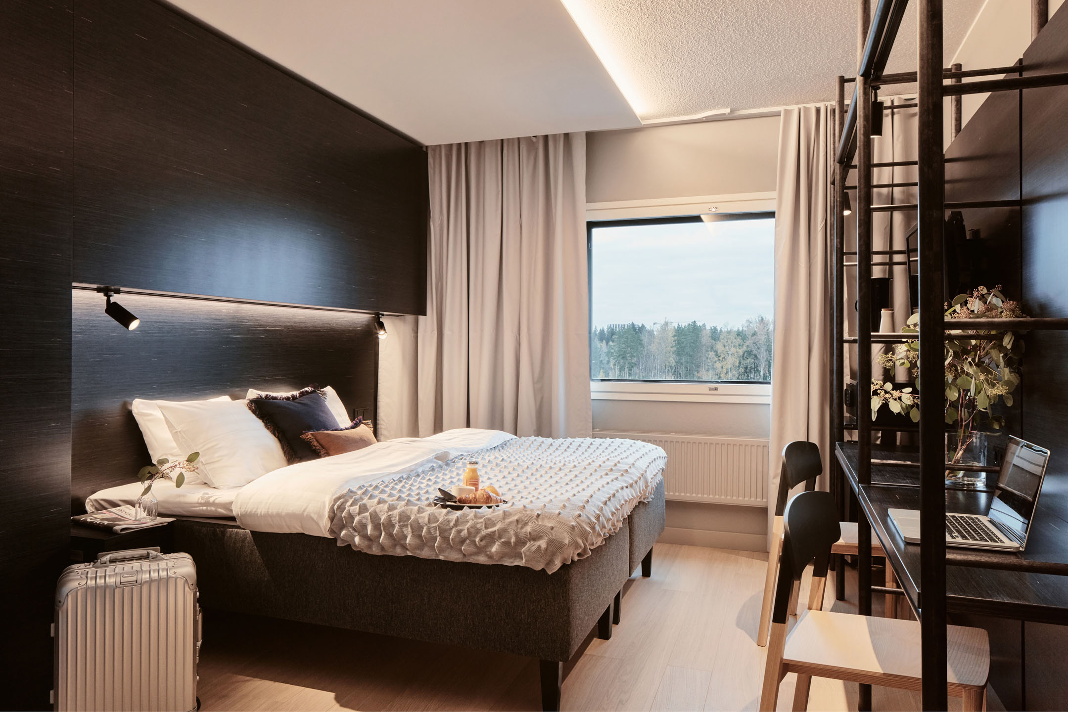 Wood veneer details in the hotel interior